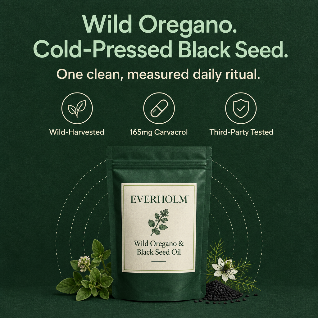 Everholm: wild oregano and cold-pressed black seed, a clean daily ritual