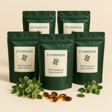 Five pouches of Everholm Wild Oregano & Black Seed Oil